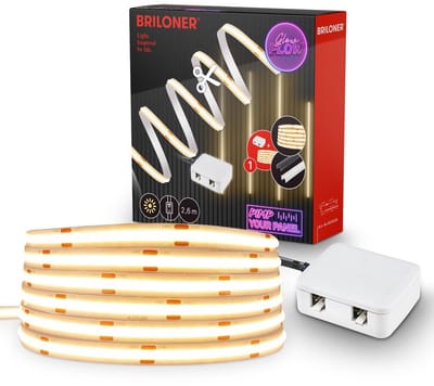 Briloner Pimp Your Panel COB LED Band Starterset Für Akustikpaneele 260 cm 14,5W 1400lm 3000K Warmweiß Selbstklebend Weiß - LED Stripe Wohnzimmer Schlafzimmer Flur