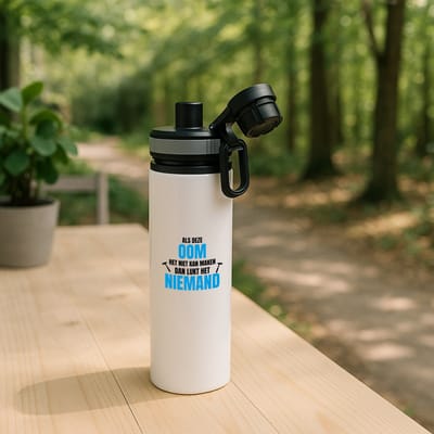 Hacebo® - Als oom het niet kan waterfles met draaidop grijs - Oom - een oom - verjaardagscadeau - cadeau voor oom - cadeau - kado - water fles - 850ML