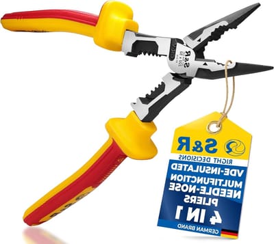 Punttang VDE Geïsoleerd - Elektricien tang Combinatietang - Veilig werken onder spanning - Geïntegreerde stripfunctie - 220 mm - Geel/Rood