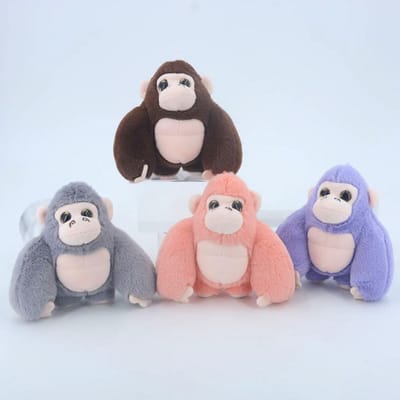 2 stuks/partij 10 cm Schattige Gorilla King Kong Pluche Speelgoed Sleutelhanger Cartoon Aap Rugzak Bedeltje Knuffelpop