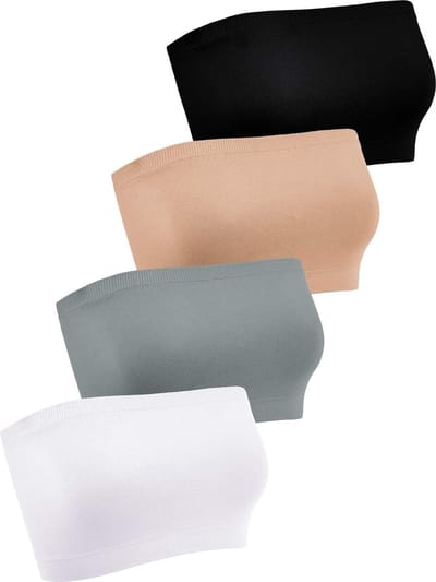 Comfortabele strapless bandeau bh's voor dames - Set van 4 in XXL, ideaal voor elke gelegenheid