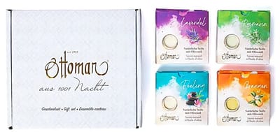 Ottoman - olijfzeep - cadeau box - 4 olijfoliezepen - geschenkset