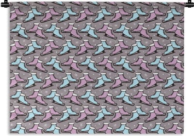 Wandkleed - Wanddoek - Schaatsen - Patroon - Winter - 120x90 cm - Wandtapijt