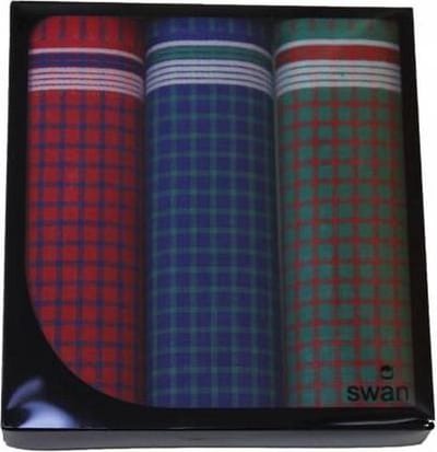 3 stuks Heren zakdoeken Blok donker - Cadeauverpakking - 40 - Blauw