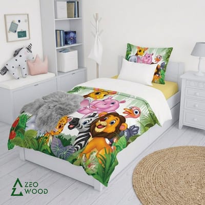 Zeo Wood - Dekbedovertrek 140 x 200 - Dekbedovertrek Kinderen - Dekbedovertrek met Kussensloop