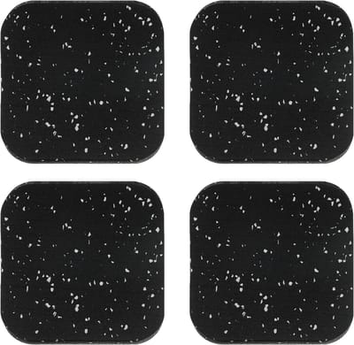 Set van 4 fitnessmatten - 10 × 10 × 1 cm - Geluidsisolatie en schokabsorptie - Rubberen mat - Vloerbescherming - Geschikt voor wasmachines en hometrainers - Zwart-wit stippenpatroon