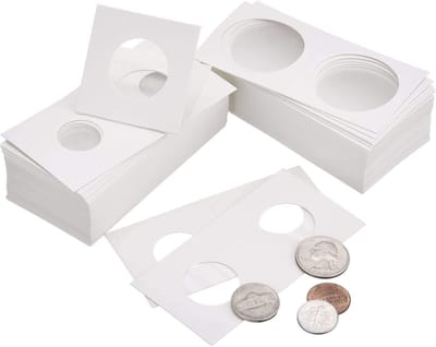 Thijox - 300 stuks Kartonnen Munthouder Flip Mega-assortiment, 2x2 Inch, Voor Muntenverzamelingsbenodigdheden, 6 Maten, Perfect Voor Dubbeltjes, Nikke