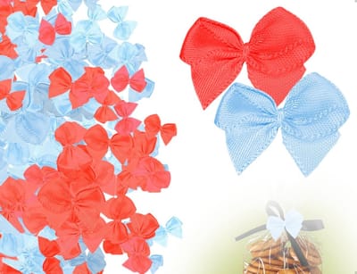 Dailygoods- Satijnen Strikken Set van 200 - Haaraccessoires - Bruiloften/Doopfeesten - Verjaardagen/Scrapbooking - Doe-het-zelf Decoraties - Blauw/Rood - Decoratiestrikken