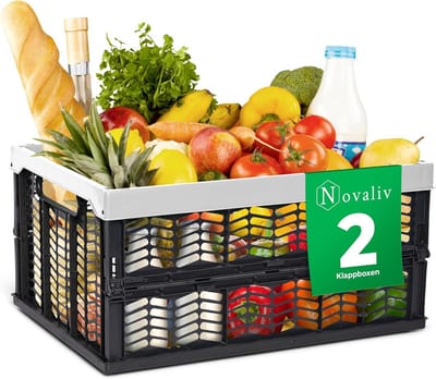 Set van 2 Opvouwbare Boodschappentassen (2x30L) - Stevige Opbergboxen voor Boodschappen en Opslag