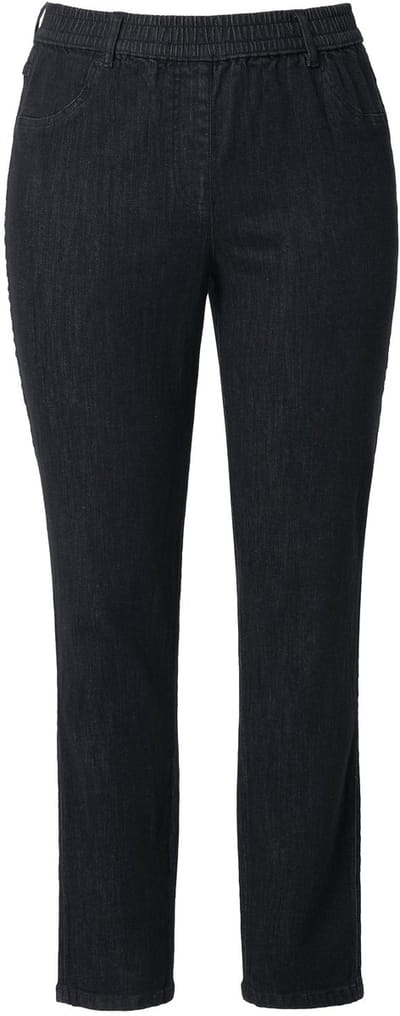 Ulla Popken - Dames - Jegging smalle pijpen elastische tailleband - Zwart - Maat 42