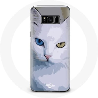 Hoesje - Turkse van - Samsung Galaxy S8 - Flexibel - Bescherming - Kat blauwe en gele ogen geel