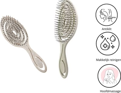Cabantis® Antiklit Krullen Borstel - Hoofdmassage - Haarborstel - Detangler - Beige