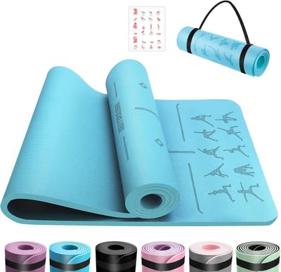 SnelShoppen - Gymnastiekmat TPE Extra Dik Antislip Yoga Pilates Aerobic Meditatie Fitnessmat 183 x 61 cm met Draagriem en Tas - Huidvriendelijk en Per