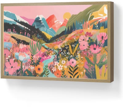 Wandlamp 60x40 cm - Oplaadbaar - Rivier - Diepte - Bloemen - Wandlampen binnen woonkamer - Slaapkamer lamp - Decoratieve nachtlamp - Vloerlamp draadloos