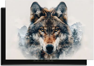 KitchenArt - Majestic Wolf - Inductie Beschermer - 80x52 cm - Kookplaat Beschermer - Luxe Afdekplaat Inductieplaat - Anti-slip & Oprolbaar - Beschermmat Inductiekookplaat