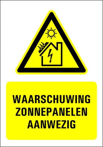 Zonnepanelen aanwezig tekststicker 210 x 297 mm