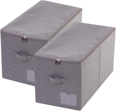 Unyqoos ® Ruime Opbergdozen Set voor Kledingkast met Ritssluiting en Inklapbaar Ontwerp, Donkergrijs, 60L Capaciteit