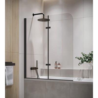 Badplaats Badwand Austin 110 x 140 cm – Zwart – Badscherm Draaibaar 5 mm dik – Veiligheidsglas en Antikalk