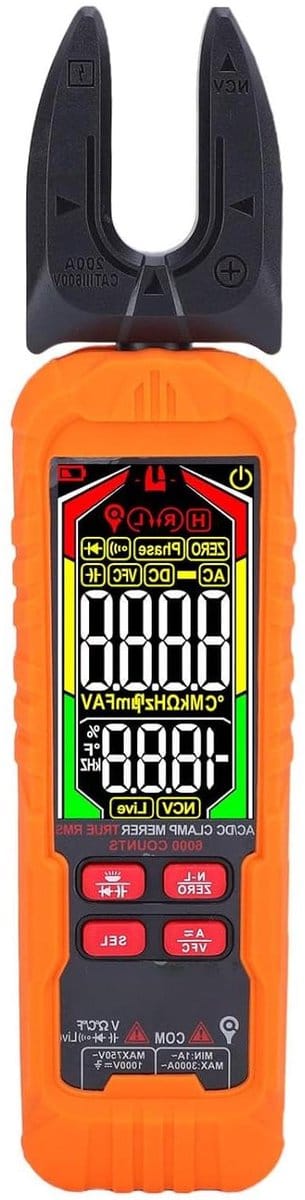 Digitale Stroomtang - Multimeter Tester - Elektriciteit Meten - Intelligente Automatische Herkenning - 6000 Tellingen - Zwart