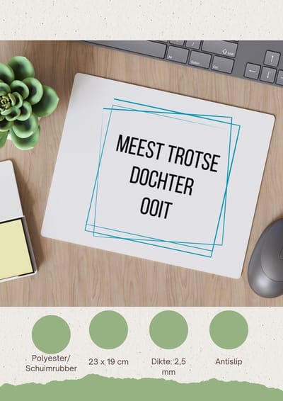 Akyol - meest trotse dochter ooit Muismat - Dochter - trotse dochter - verjaardagscadeau - verjaardag - cadeau - cadeautje voor dochter - dochter artikelen - kado - geschenk - gift - 23 bij 19 cm