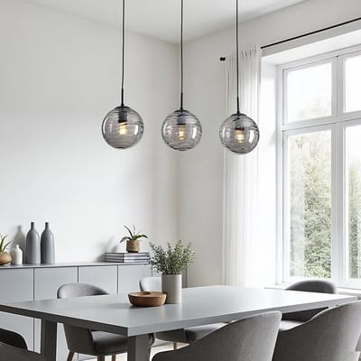 LumenXL Moderne hanglamp zwart - 3D golvend smoke glas, 3-lichts - Carice
