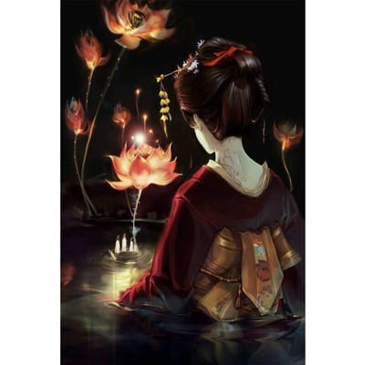 Peinture diamant Geisha japonaise, broderie diamant, point de croix 20X30CM brown