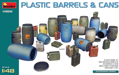 MiniArt Modelbouwpakket Diorama - 49010 Plastic Barrels and Cans for Diorama Plastic - 1:48 - Modelbouw