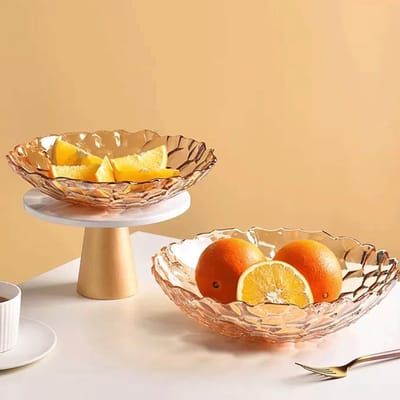 Fruitschaal Fruitschaal Decoratief bord van glas Huishoudelijk snackbord Snackbord Snoepbord(Yellow,Medium)