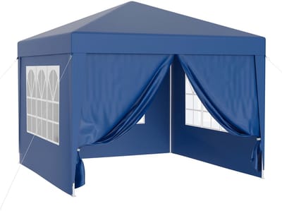 tent3 x 3 m - Witte verwijderbare zijpanelen - Tuin Biertent Partytent - opvouwbaar en voorzien van ramen - Polypropyleen ook wel Tuindoek Parasol - blauw