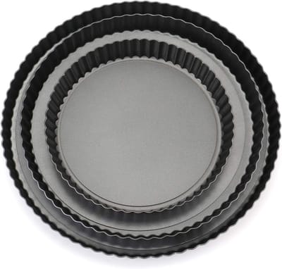 Taartvorm Set - Quiche Bakvorm - Thuis Bakken - Afneembare Bodem - Set van 3 - Zwart