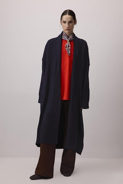 Touché Privé - Lang gebreid vest - Marine - Dames