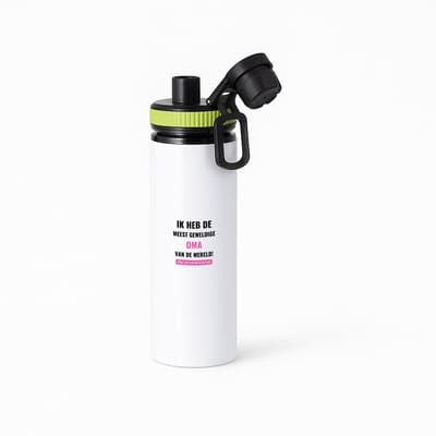 Hacebo® - ik heb de meest geweldige oma van wereld (klopt, deze mok heb ik van haar) waterfles met draaidop groen - de meest geweldigste oma - verjaardagscadeau - verjaardag - cadeau - cadeautje voor oma - water fles - 850ML