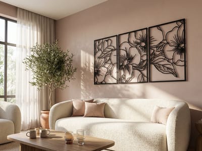 Wanddecoratie Bloemen, Houten Wandbeeld, 3D Wanddecoratie voor Thuis, Moderne Beelden voor Huis Kantoor Slaapkamer, Woonkamer en Keuken - 90x45 cm