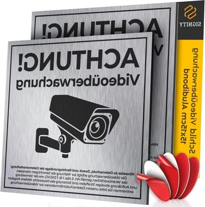 Waarschuwingsbord Camera - Bewakingsbord Videobewaking - Veiligheid Aangeven - DSGVO Conform - 15 x 15 cm - Aluminium Look