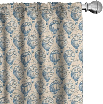 ABAKUHAUS Voorhangen – Geometrisch patroon 60812, 2x75×225 cm, Marineblauw en Beige
