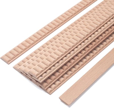 12 stuks– Decoratieve houten sierlijsten – Golvend ontwerp – Houten afwerking randen – 40 cm – DIY-decoratie – Onbeschilderde 3D-sierlijsten – 14 mm golvend profiel – Geschikt voor muren, kasten, planken, ramen en deuren – Natuurlijke houtafwerking