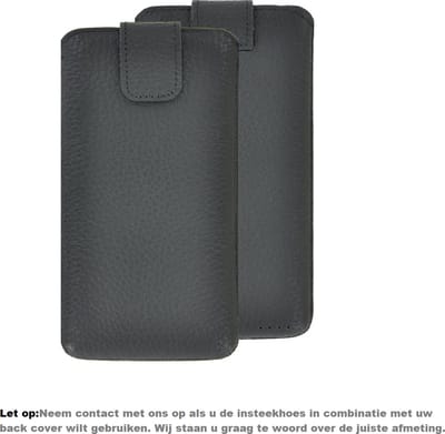 Hoesje Geschikt voor iPhone 14 - iPhone 14 Pro Hoesje - Echt Leer - insteek hoesje cover Geribbeld zwart