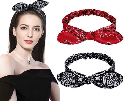 LIXIN Set 2 Stuks Dames Haarbanden - Boog-knoop - Rood, Zwart - Haarband volwassenen - Vrouwen - Dames - Tieners - Meiden - Dans - Yoga - Hardlopen - Sport - Haaraccessoires