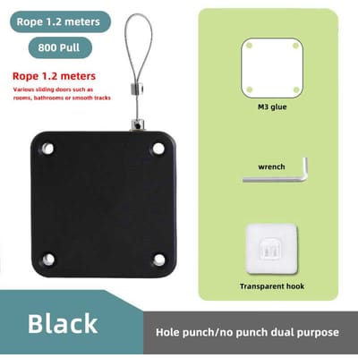 Ferme-porte à capteur automatique Butée de porte à surface réglable sans perforation Fermeture automatique du support de porte Amélioration de l'habitat 800G +1.2 meters noir