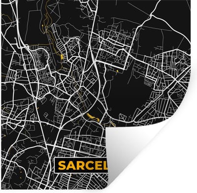 Muurstickers - Sticker Folie - Plattegrond – Sarcelles – Stadskaart – Kaart – Frankrijk - 100x100 cm - Plakfolie - Muurstickers Kinderkamer - Zelfklevend Behang XXL - Zelfklevend behangpapier - Stickerfolie