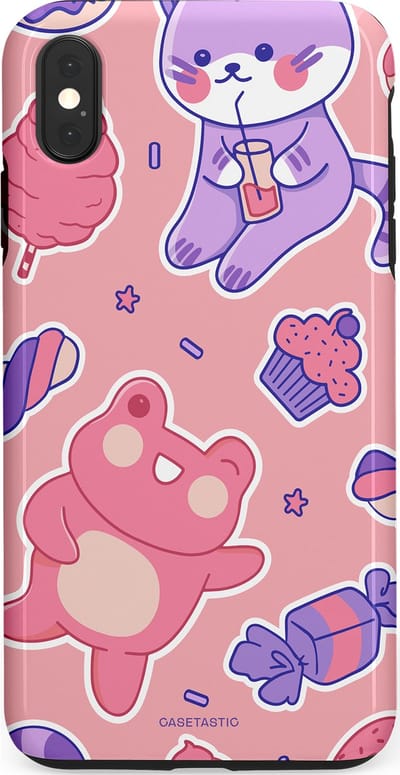 Casetastic hoesje geschikt voor Apple iPhone XS Max - Dubbellaagse bescherming - Snoepvriendjes - Fashion Case - Lichtroze Lavendel Koraal