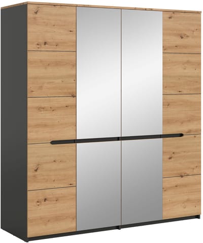 xonox.home Canu kledingkast met 4 deuren B/H/D: 180x198x59 cm in basaltgrijs en Artisan-imitatie