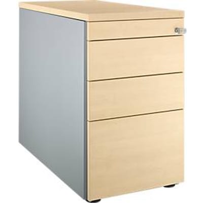 Schäfer Shop Genius sokkel 1336, met greepgleuf, B 435 x H 717 mm, wit/aluminium/mapeldoorn decor