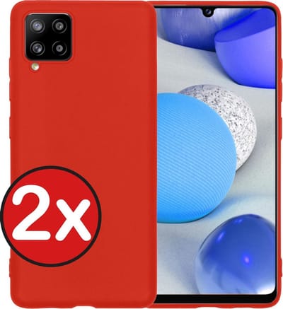 Hoesje - 2 Stuks - Geschikt voor Samsung Galaxy A42 - Sterk & Shockproof - Telefoonhoes - Back Cover - Case Siliconen - Telefoon Hoes - Rood