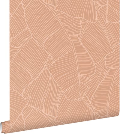 ESTAhome behang bladeren terracotta roze - 50 x 900 cm - 130933
