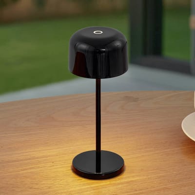 Lucande - Terraslampen- met dimmer - CCT - 1licht - Aluminium, polycarbonaat - H: 20 cm - zwart keramisch - Inclusief lichtbron