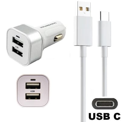 OneOne auto oplader met 2 poorten + 1,0m sterke USB C kabel. Krachtige 24 Watt autolader past op Nintendo New Switch, Switch, Switch Lite, Mario Kart Live: Home Circuit, Game en Watch, Pok©ball Plus