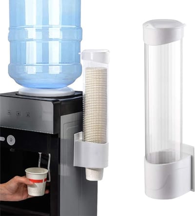 Allecto - Bekerdispenser - Wandmontage - Geschikt voor 50-70 bekers - Wit/Zwart - Papieren en plastic bekers - Ideaal voor kantoor en evenementen