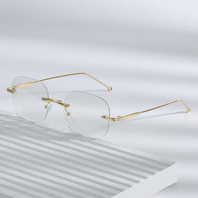 Randloze bijziendheidsbril, afgewerkte producten, knap, elegant, modieus voor mannen en vrouwen, dezelfde stijl, eenvoudig en trendy, bril met effen gezicht -200 white
