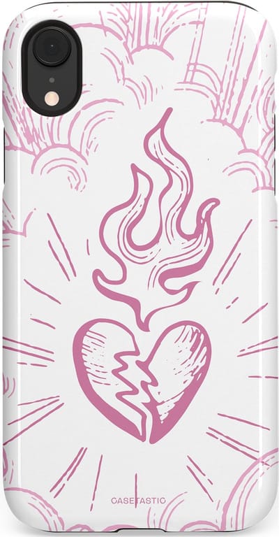 Casetastic Hoesje Geschikt voor Apple iPhone Xr - Stijlvolle Beschermende Duo-layer Case - Roze Liefdesvlam